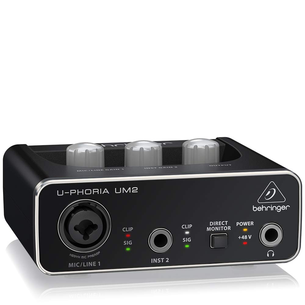 BEHRINGER Audio Interface, 1x XLR/TRS 1x 1/4" 2X RCA USB, Black, 1