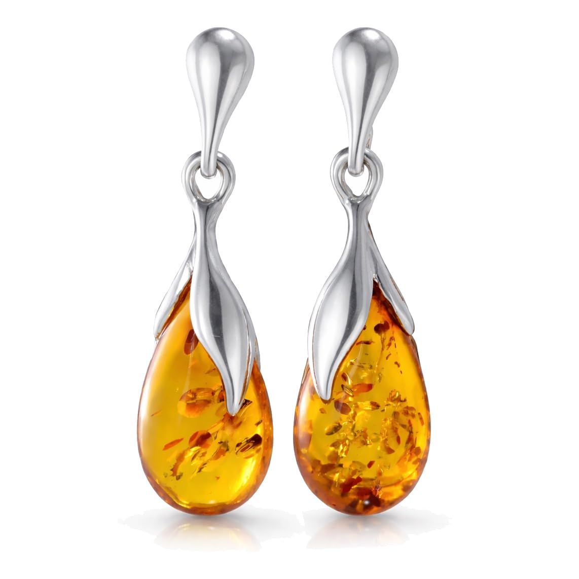 Sterling Silver and Baltic Honey Amber Earrings "Tina"