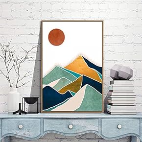 Framed Canvas Wall Art for Living Room, Bedroom Nordic Style Mountains Canvas Prints for Modern Home Decoration Ready to Hang - 16"x24" inches