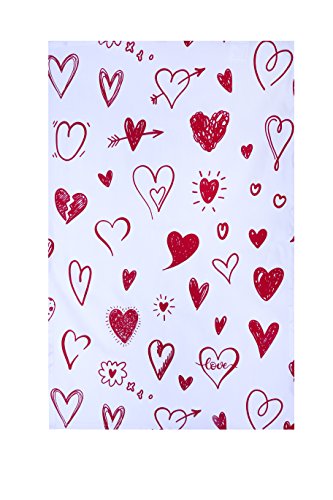 Set of Apron,Oven Mitt,Pot Holder, Pair of Kitchen Towels in a Valentine Hearts Design, Made of 100% Cotton, Eco-Friendly & Safe, Value Pack and Ideal Gift Set, Kitchen Linen Set By CASA DECORS