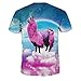 Cfanny Unisex Printed Short Sleeve Jersey Crewneck T-Shirt Top for Couple