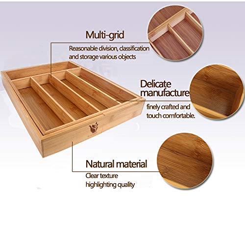 G-LEAF Bamboo Expandable Cutlery Tray Utensil Flatware, Tray Drawer Organizer