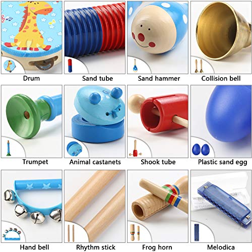 Lujex Kids Wooden Percussion Instrumental Musical Instrument Toy Set with Backpack Bag - Thumbnail 5