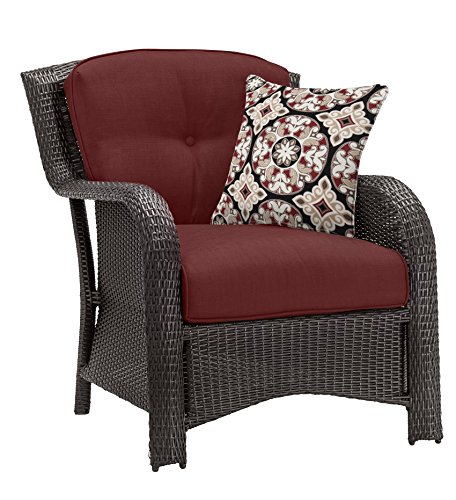 Hanover STRATHMERE6PCRED Strathmere Lounge Crimson Red 6-Piece Steel-Frame Wicker Outdoor Patio Seating Set