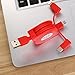 3 Feet Retractable Multi Phone Charger Adapter, Durable 3 in 1 Lightning, Micro USB, Type C Charging Cable, 3 Pack for Fast Sync Charge Apple iPhone X/8/7 Plus, Universal to Samsung Android (Red)