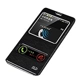 Bessky(TM) Galaxy Note 4 Case!! For Samsung GALAXY Note 4 Luxury Window View Flip PU Leather Case (Black)