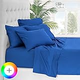Bare Home 5 Piece 1800 Collection Deep Pocket Bed Sheet Set - Twin Extra Long - Ultra-Soft Hypoallergenic - 2 Extra Pillowcases (Twin XL, Medium Blue)