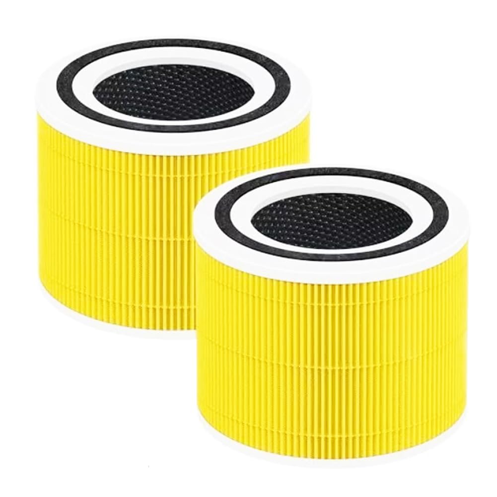 sieloonger Replacement Air Filter Core 300S Compatible with LEVOIT Core 300S Core 300S-RF AIR Purifier,H13 True HEPA 3-in-1 Replacement Filter, Efficiency Activated Carbon,2-Pack(YELLOW)