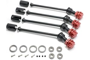 JOYSOG Front and Rear Drive Shaft CVD for Traxxas 1/10 MAXX WideMaxx RC Car, 4Pcs Metal Axle Shaft Replacement Parts (Black-red)