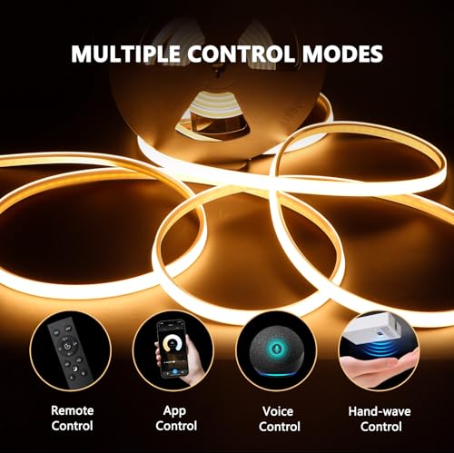 V4light - Tira de luz LED de silicona de 16.4 pies, tira de luz LED flexible de emisión superior, 2700 K a 6500 K, blanco sintonizable, CRI90, 12 V de bajo voltaje, regulable debajo del gabinete y kit