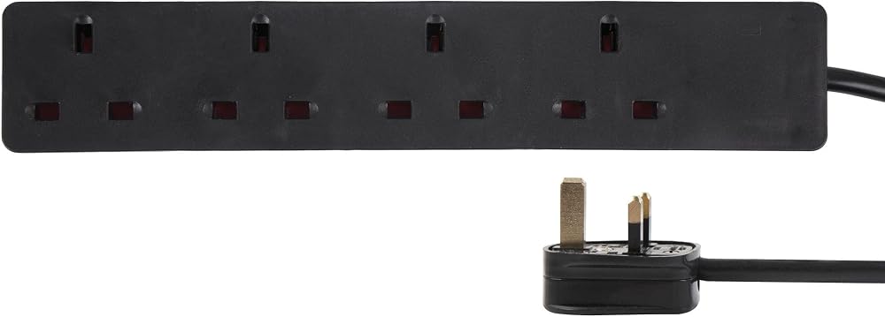 PRO ELEC PELB1994 4-Gang Mains Extension Lead 7.5m Black 13A