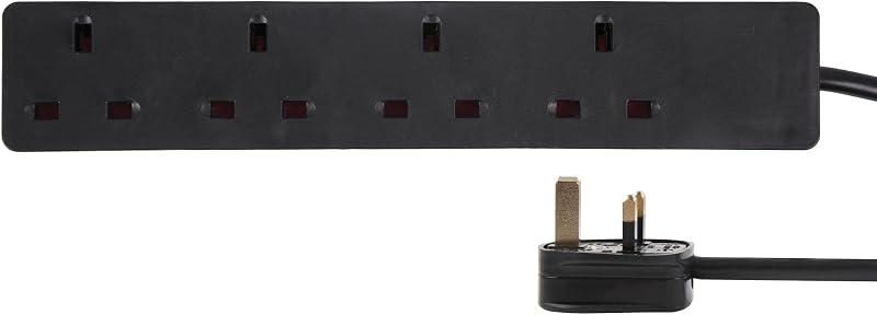 PRO ELEC PELB1994 4-Gang Mains Extension Lead 7.5m Black 13A