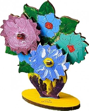 Ugears Bouquet - 3D Wooden Jigsaw Puzzle Games - Coloring kit - STEAM Learning Brain Games Toys & Puzzles for Kids - Coloring and Painting Games for Kids - DIY Kits for Kids & Birthday Gift for Kids