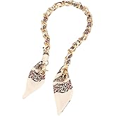 Fcyonixee Silk-Wrapped Gold Decorative Bag Chain Charm Purse Strap Handle for Women, Ribbon Handbag Replacement Scarf Strap