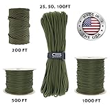 GOLBERG 550lb Parachute Cord Paracord - 100% Nylon USA Made Mil-Spec Type III Paracord - Used by the US Military - Multiple Colors & Lengths Available