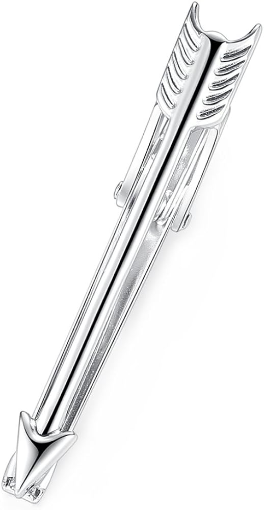 HONEY BEAR 1.93" Mens Tie Clip Bar - Normal Size Silver Feather Arrow for Business Wedding Gift,4.9cm (Shinny Silver) - Image 4