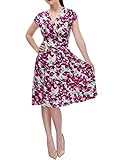 Miusol Women's Flare Floral Contrast Casual Evening Party Mini Dress