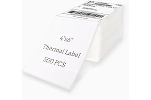 MVGGES Fanfold 4x6 Direct Thermal Shipping Label 500 Labels/1 Stacks,White Thermal Labels for Shipping Label Printer, Perforated and Strong Adhesive, Commercial Grade