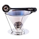 Drip Coffee Maker - Stainless Steel Reusable Coffee Filter with Stand and Clamp Spoon - Single Cup Coffee Maker by Kophi
