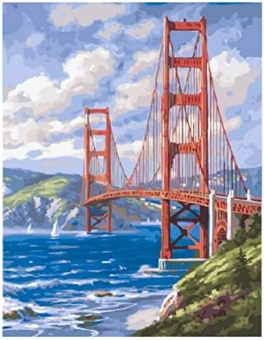 CYKEJISD Golden Gate Landscape Picture DIY Digital Oil Painting by Numbers Abstract Paint by Number Kits