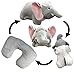Yzakka Convertible Neck Pillow U Shaped Travel Pillow Stuffed Plush Toy Animal Elephant