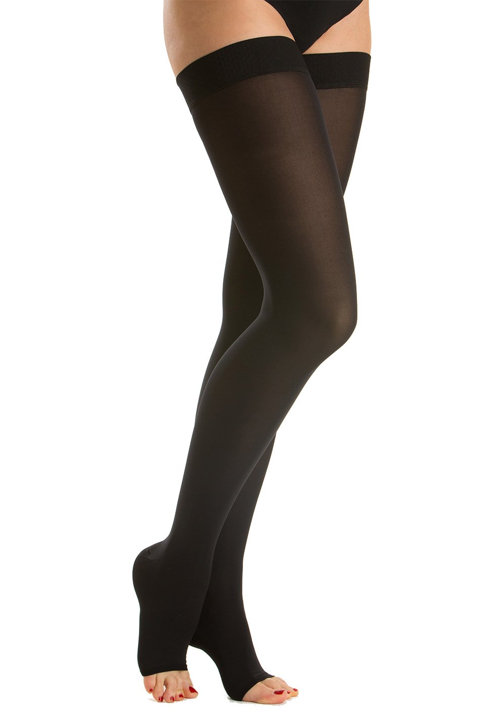 Relaxsan M1070A (Black 4-XL) Cotton open-toe medical compression hold up stockings - Class 1 (15-21 mmHg)