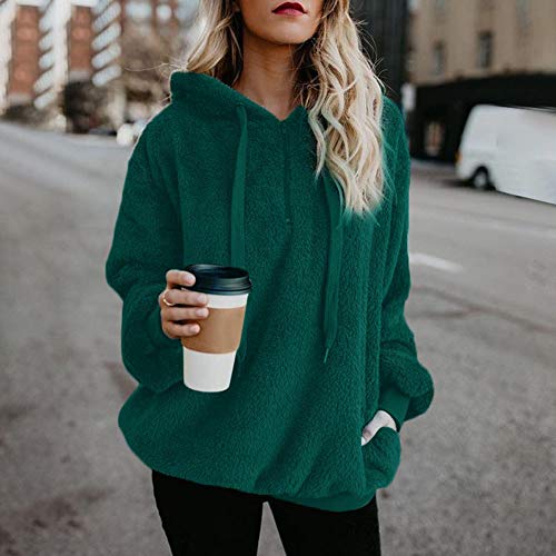 Liraly Womens Tops Clearance New Fashion Women Warm Fluffy Winter Top Hoodie Sweatshirt Ladies Hooded Pullover Jumper(US-14 /CN-L3,GreenÂ )