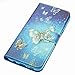 JanCalm for Galaxy S8 Plus Case, [Kickstand] [Card/Cash Slots] [Wrist Strap] Design Pattern Premium PU Leather Fold Flip Pouch Cover Blue Butterfly
