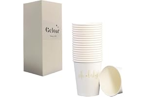 Geloar Oh Baby Party Cups for Baby Shower, 20 Pack 9oz Gold Oh Baby Disposable Paper Party Cups for Baby Shower Baby Welcome Party (Oh Baby Heart Cups)