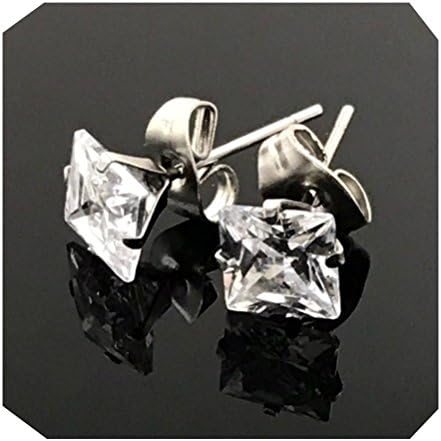 6MM 18k White gold filled earring with lab simulated diamonds suitable for men/women.