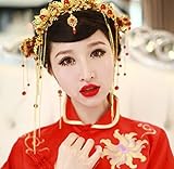 BININBOX Vintage Wedding Hair Retro Chinese Style With Bead For Women Bridal Bridesmaids Headpiece Head Band Accessorie (A)