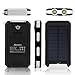 Solar Charger, Solar Power Bank 10000mAh External Backup Battery Pack Dual USB Solar Panel Charger with 2LED Light Carabiner Compass Portable for Emergency Outdoor Camping Travel-White