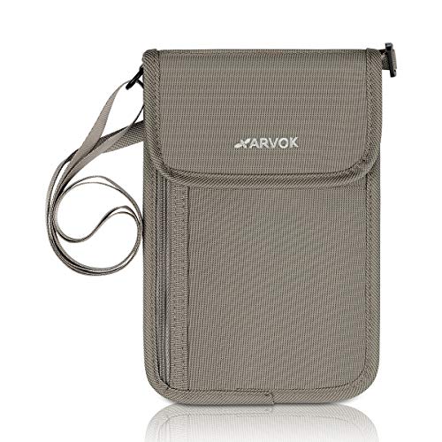 ARVOK Premium Neck Stash Wallet RFID Blocking Travel Passport Holder Pouch for Men & Women
