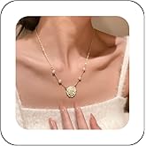 Andelaisi Boho Pearl Flower Choker Necklace Gold Camellia Flower Pendant Necklace Vintage Pearl Chain Necklace Minimalist Camellia Necklace Choker for Women
