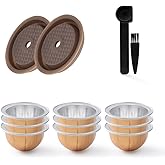 Reusable VERTUO Capsule Caps 2 Pcs + Empty Refillable VERTUOLINE Pods-80+150+230ml Each 3 Pcs for Vertuoline Coffee Machine, 