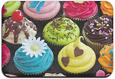 Yangaaaa Cute Cupcake Ice Cream Outdoor Rubber Mat Front Door Mats Porch Garage Large Flow Slip Entry Carpet Standard Rug Home 23.62" 15.74"