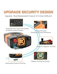 Inversor de corriente Ampeak DC 12 V a 110 V AC para coche con puerto USB