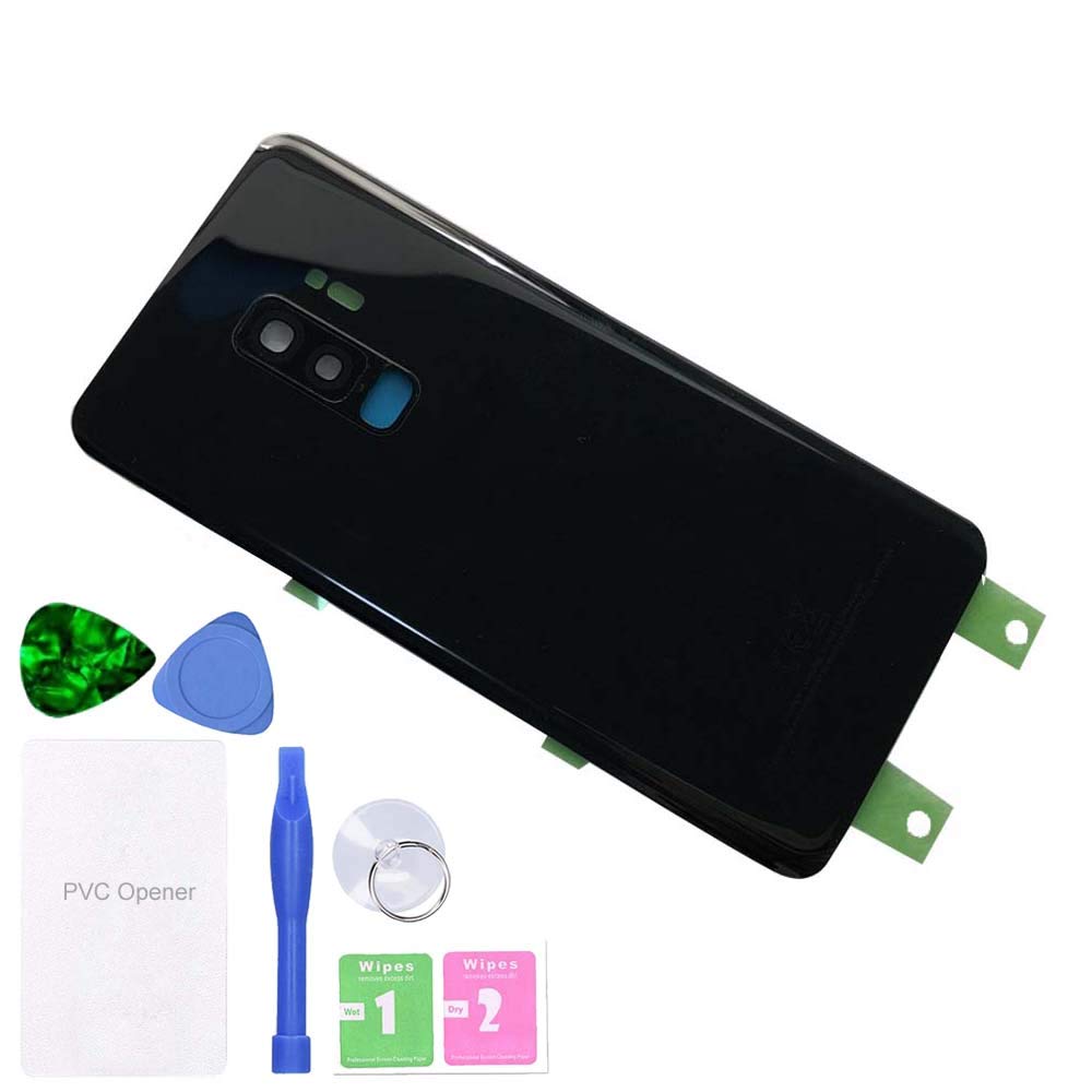 MovTEK Back Glass Replacement Rear Battery Cover Genuine for Samsung Galaxy S9 Plus G965F with Camera Lens Repair Kit (Midnight Black)