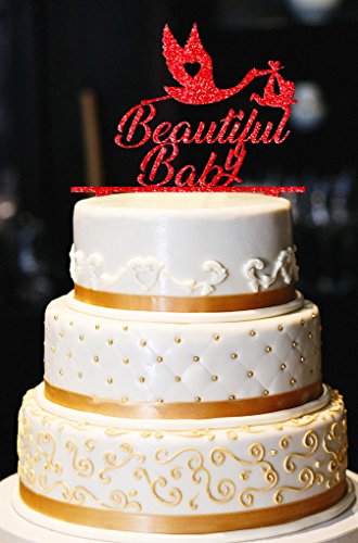 Click Here to See More Images Beautiful Baby Cake Topper, Stork Cake Topper, Glitter Baby Shower Cake Topper, Glitter Gender Reveal Cake Topper, Glitter Baby Shower Decor (11