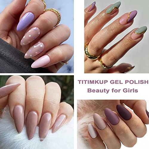 TITIMKUP Gel Nail Polish Set, 6 Colors Light Pink Purple Gel Polish Set Dark Purple Starry Sky Purple Soak Off UV LED Nail Gel Polish Kit Winter Fall Gel Varnish Manicure Kit Gift Box Set for Christmas Day and Party