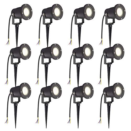 SAILUN 12 x 3W LED Gartenleuchte Rasen Licht mit Erdspieß, Matt-Schwarz, Warmweiß 85-265V, wasserdicht IP65 für den…
