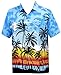 LA LEELA Mens Hawaiian Shirts Short Sleeve Button Down Shirt Men's Party Shirts Casual Vacation Tropical Shirts for Men Funny XXL Island View Blue