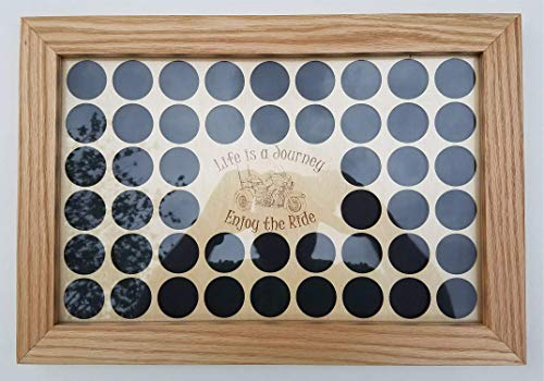 11x17"Life is a Journey" Motorcycle Trike Poker Chip Display Case with Oak Frame and Mat