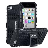 ULAK iPhone 5C case 2 in 1 Guard Series Hybrid Rugged Dual Layer Combo Case for Apple iPhone 5C with Kickstand (Black)