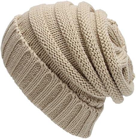 LAKALA Trendy Warm Oversized Chunky Soft Oversized Cable Knit Slouchy Beanie