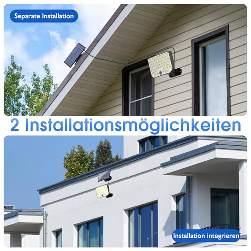 Ortiny Outdoor LED Spotlight with Solar Panel, 256 LED 3Modes Outdoor LED Spotlight with Motion Sensor Waterproof IP65 Solar Light LED Outdoor from the Ground Garden 5 m Cable 2 Pieces