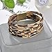 ILJILU Leopard Bracelets for Women Metal Pipe Charm Multilayer Wide Leather Wrap Bracelet