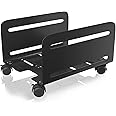 AGPTEK CPU Stand, Computer Tower Stand Adjustable Width from 4.7" to 8.2" with 2 Locking Wheels and 2 Caster Wheels, UPC Steel Rolling Stand Computer Stand for Desktop Tower (Black)