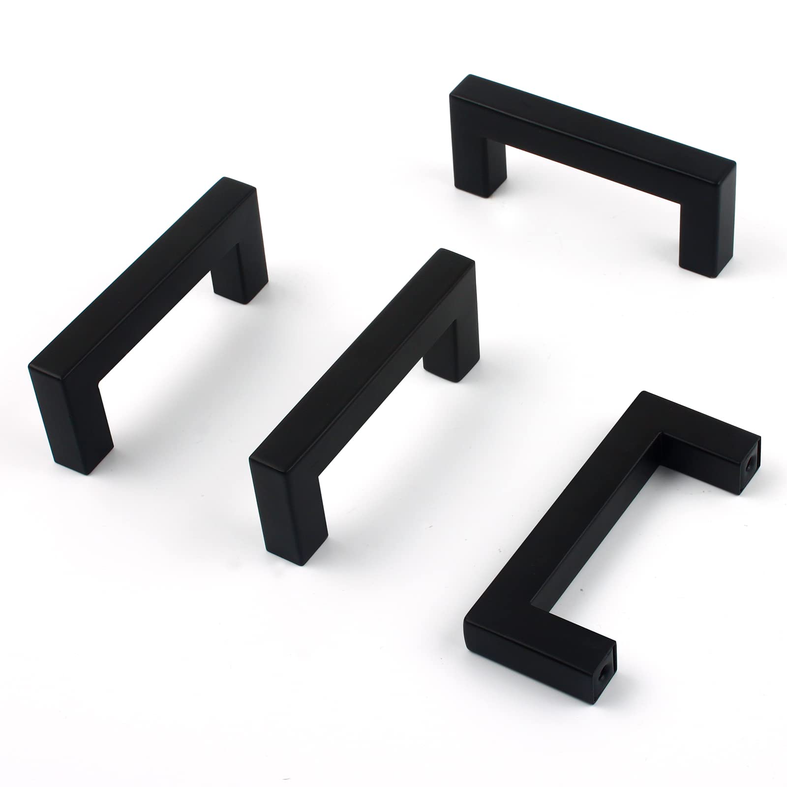 CVIUYO Black 4 Pack Cabinet Handles, 3 Inch Kitchen Door Handles, Square Drawer Handle, T Bar Handle Door Pull Handle, Cupboard Door Handles for Cabinet/Wardrobe/Bathroom Handles with Screws