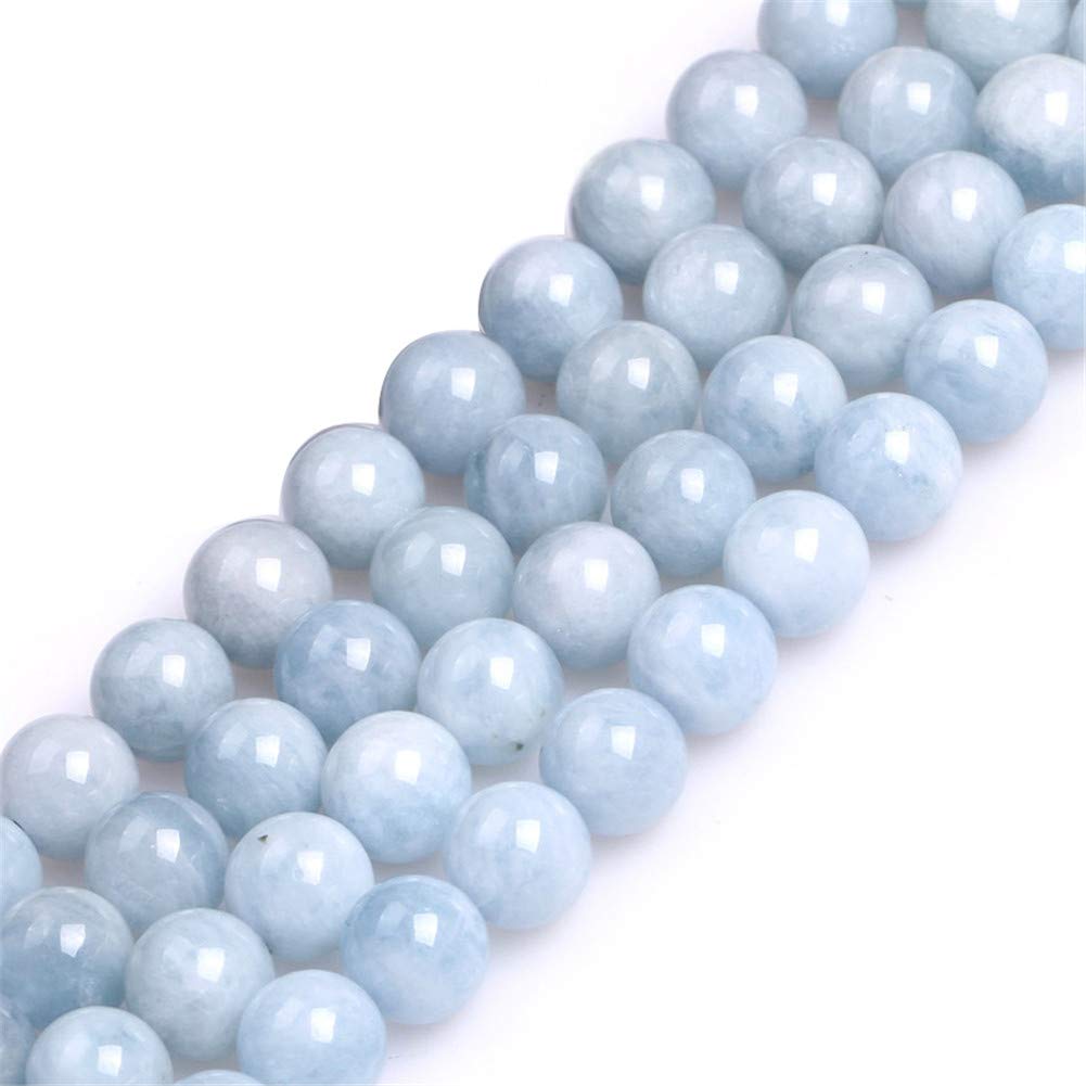 Gem-Inside 8mm Natural A Grade Aquamarine Quartz Round Beads for Jewellery Making Strand 15" Semi Precious Gemstone DIY Handmade Craft Supplies